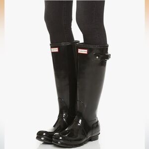 Hunter Glossy Black Tall Rain Boots